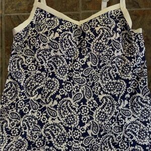 Navy and White Paisley Floral Cami